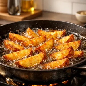 KFC Potato Wedges Availability, Price, Recipe, Review 2026 11 Second Fry Reheat oil to 350–375°F if needed. Fry wedges again in batches for 5 minutes, until golden and crispy. Drain excess oil on a wire rack for best crispiness.
