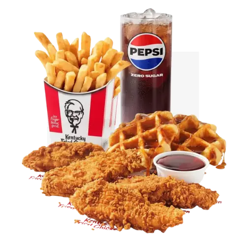 KFC Chicken and Waffles Prices, Calories 2026 5 KFC 4 pc. Tenders & Waffles Combo