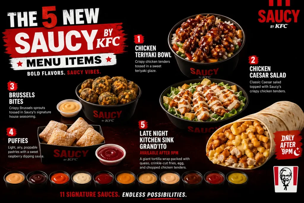 KFC New Items Launched in April 2026 12 5 new Saucy by KFC items - KFC new items