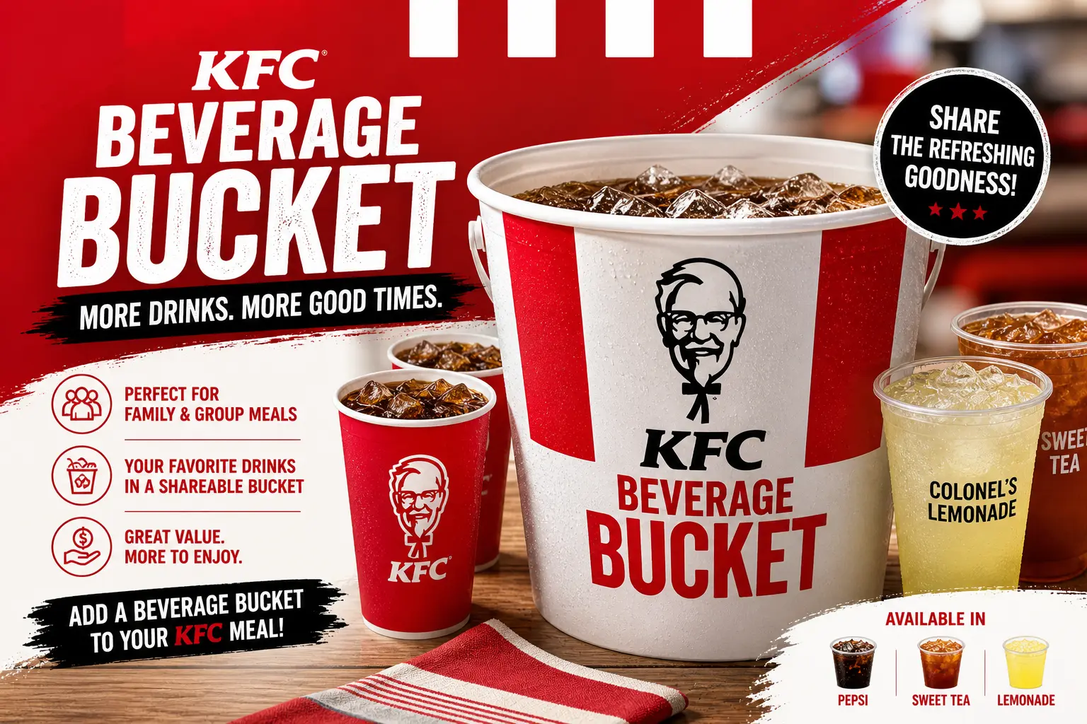 Latest KFC Drinks Menu with Prices May 2026 16 KFC Beverage Bucket that contain all the KFC drinks menu